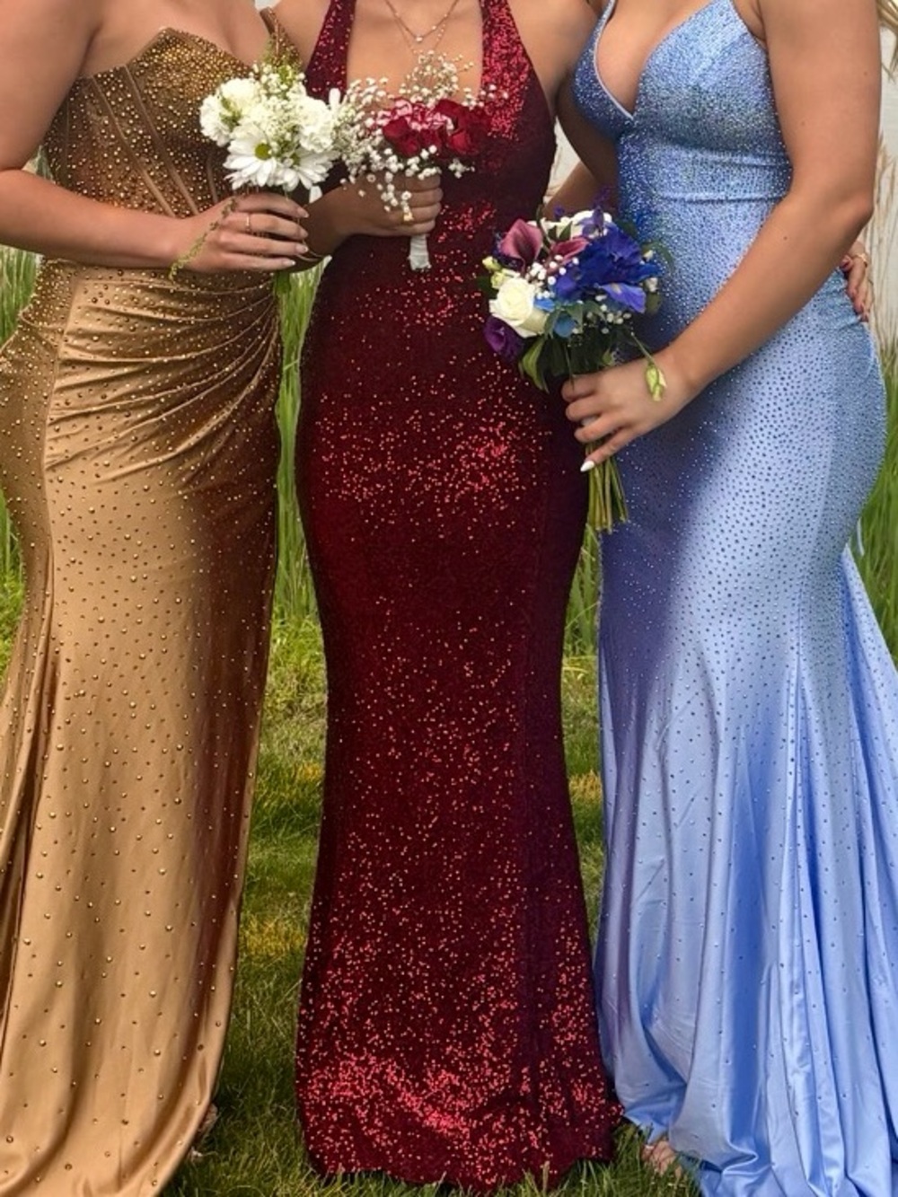 Sequin Halter Mermaid Prom Dress - Burgundy - Picture 2 of 2